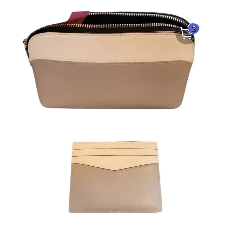 Kate Spade Beige Cosmetic Bag and Card Holder Set